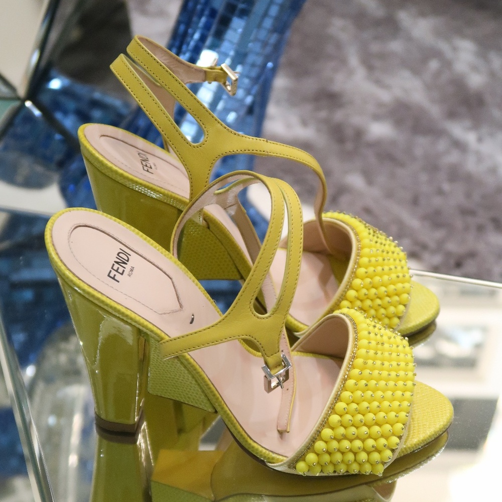 Fendi Beaded Yellow Sandal